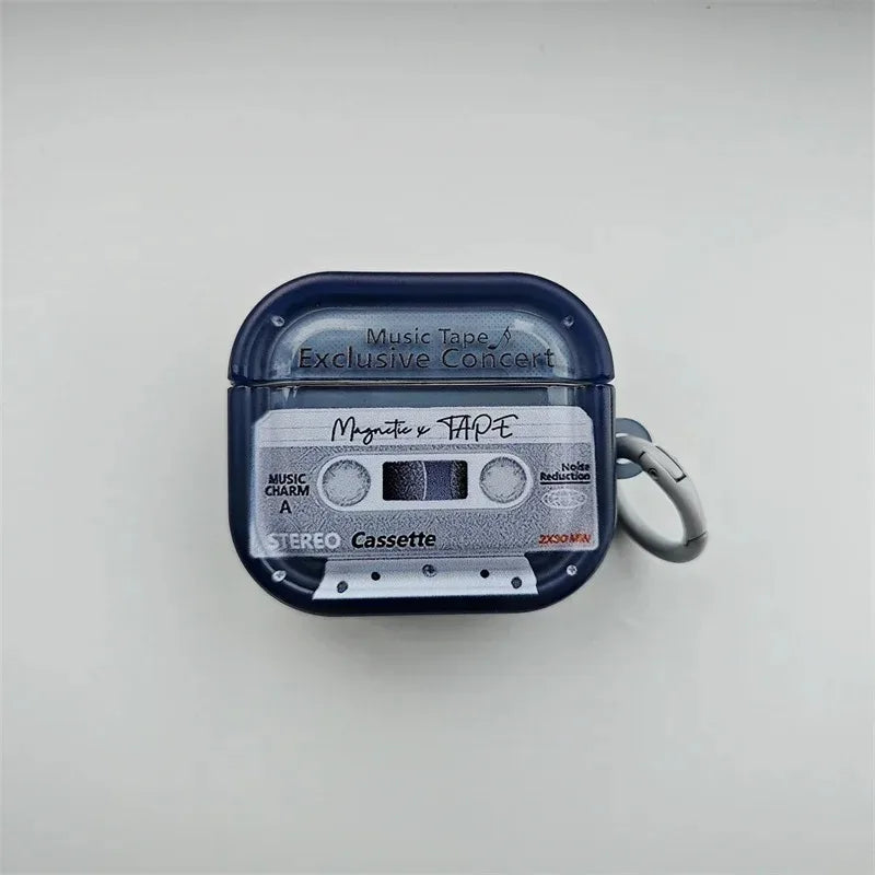 Tape Radio Retro Case For Airpods 4 3 2 1 Headphones Protective Case For AirPods Pro 2 Cover Headphone Cover Cases with Hook