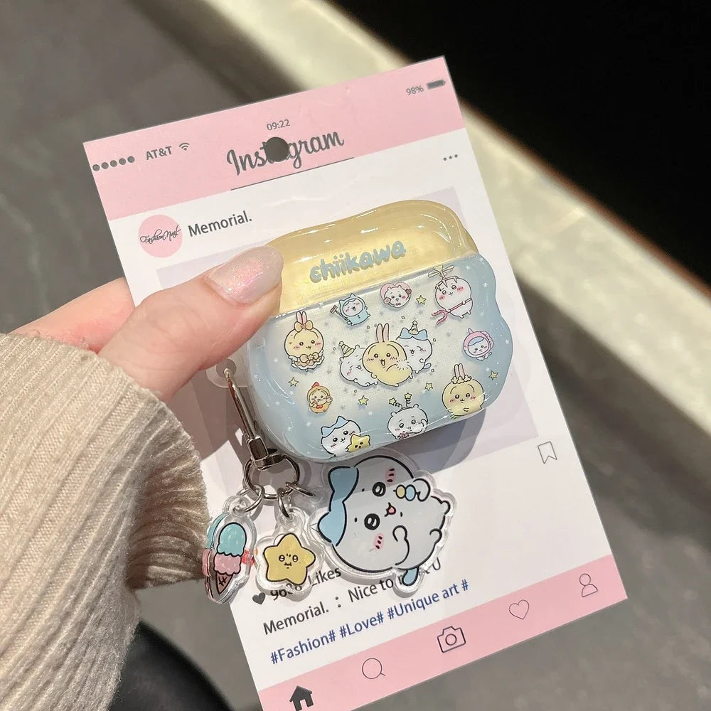 Cute Cartoon Anime Chiikawa Earphone Case For Airpods 4 2 3 1 Pro 3 2 Wireless Bluetooth Headset Protective Cover With Pendant