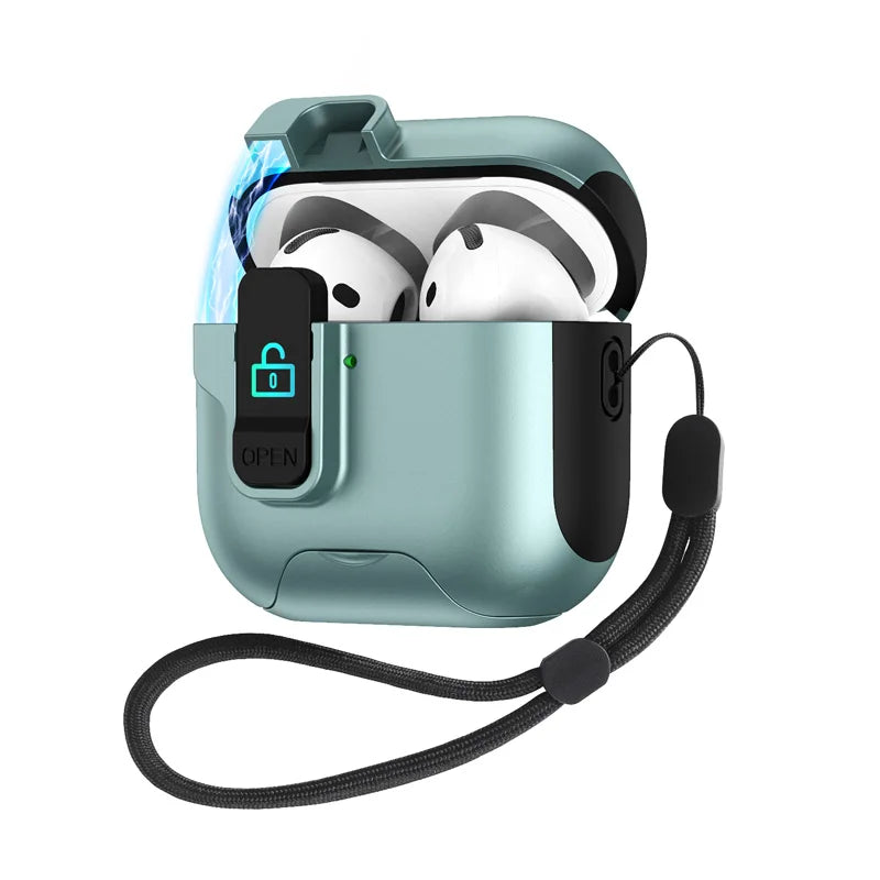 Luxury Fashion Earphone Protective Case for Airpods pro 2 3 4 with Magnetic Design Safety Catch Bottom Stand And Hook