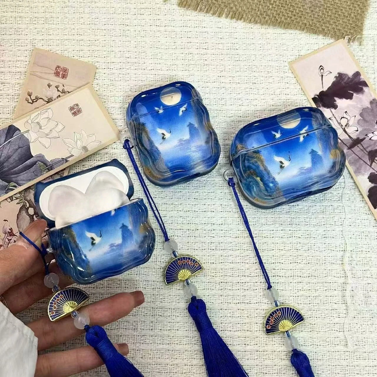 earphone cover for AirPods Pro3 case Chinese Crane Powder Pagoda for AirPods Pro2/PRO /2nd /4th generation protective covers