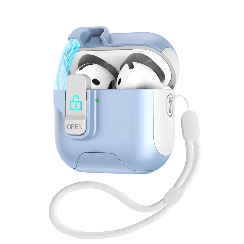 Luxury Fashion Earphone Protective Case for Airpods pro 2 3 4 with Magnetic Design Safety Catch Bottom Stand And Hook