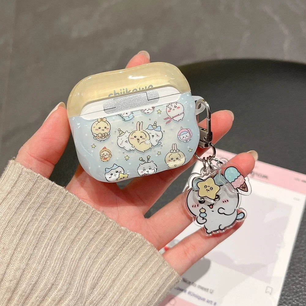Cute Cartoon Anime Chiikawa Earphone Case For Airpods 4 2 3 1 Pro 3 2 Wireless Bluetooth Headset Protective Cover With Pendant