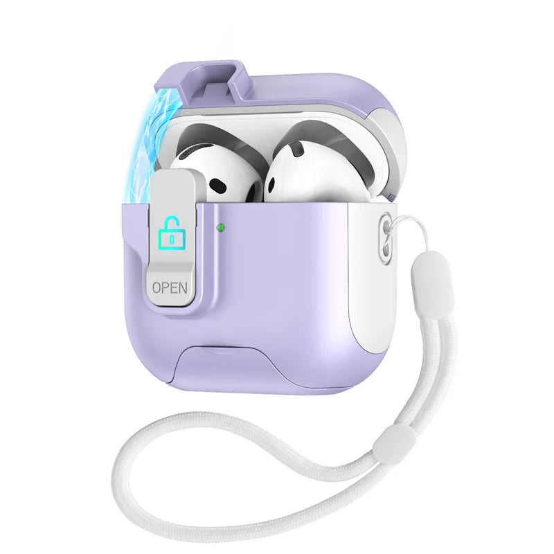 Luxury Fashion Earphone Protective Case for Airpods pro 2 3 4 with Magnetic Design Safety Catch Bottom Stand And Hook