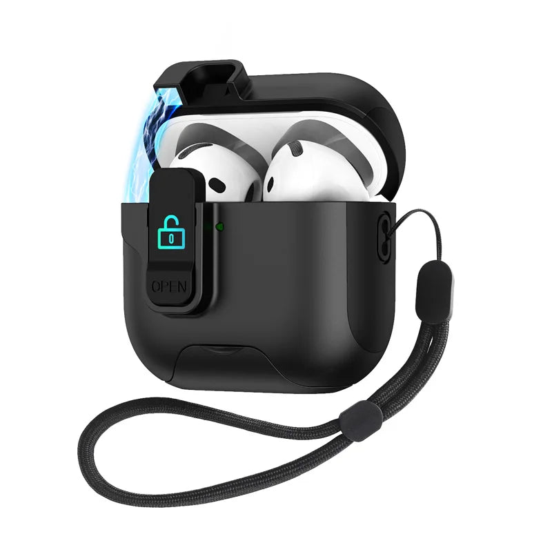 Luxury Fashion Earphone Protective Case for Airpods pro 2 3 4 with Magnetic Design Safety Catch Bottom Stand And Hook
