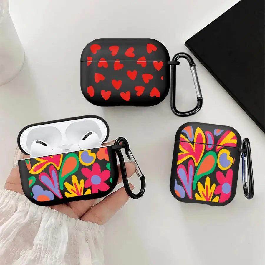 Earphone Cases Cover Case For Airpods Pro2 Pro Pro3 3 1 4 2 Cartoon Flower Love Heart