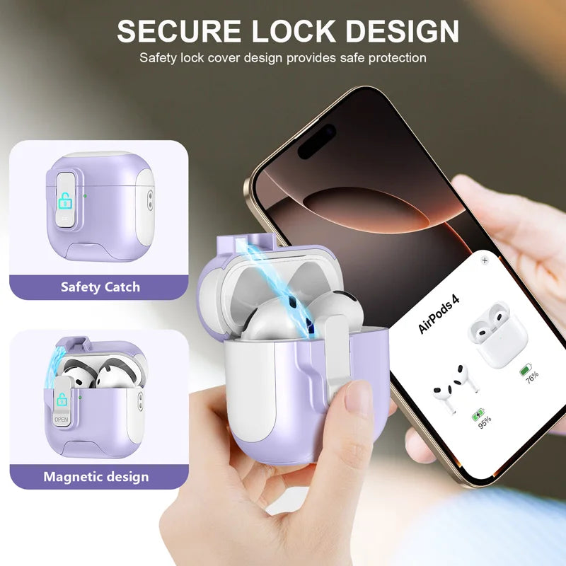 Luxury Fashion Earphone Protective Case for Airpods pro 2 3 4 with Magnetic Design Safety Catch Bottom Stand And Hook