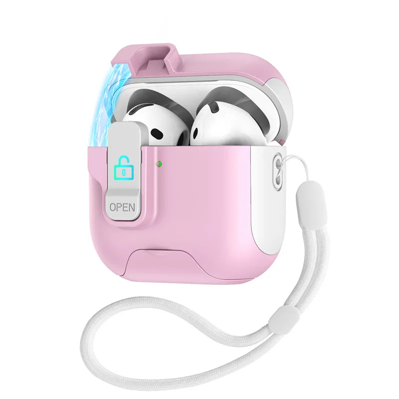 Luxury Fashion Earphone Protective Case for Airpods pro 2 3 4 with Magnetic Design Safety Catch Bottom Stand And Hook