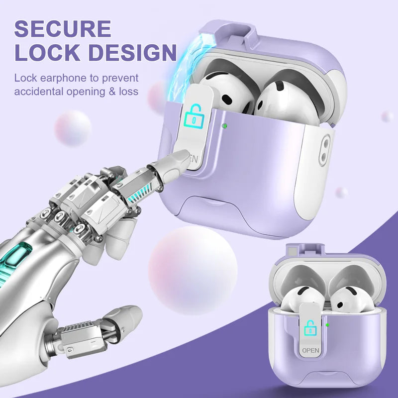 Luxury Fashion Earphone Protective Case for Airpods pro 2 3 4 with Magnetic Design Safety Catch Bottom Stand And Hook
