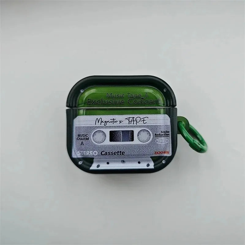 Tape Radio Retro Case For Airpods 4 3 2 1 Headphones Protective Case For AirPods Pro 2 Cover Headphone Cover Cases with Hook