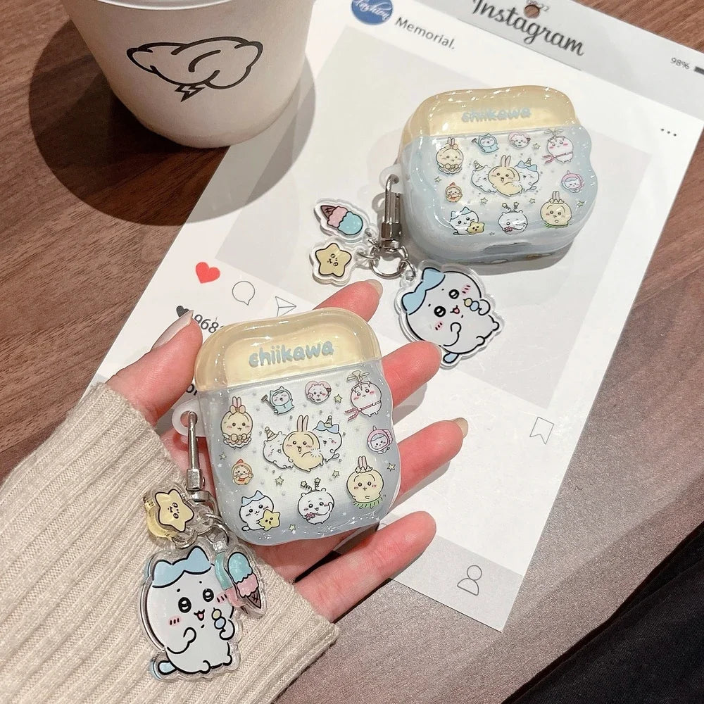 Cute Cartoon Anime Chiikawa Earphone Case For Airpods 4 2 3 1 Pro 3 2 Wireless Bluetooth Headset Protective Cover With Pendant