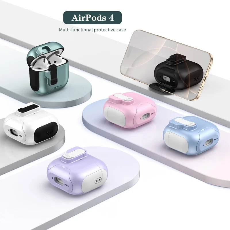 Luxury Fashion Earphone Protective Case for Airpods pro 2 3 4 with Magnetic Design Safety Catch Bottom Stand And Hook